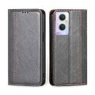 For OPPO A96 5G Grid Texture Magnetic Flip Leather Phone Case(Grey) - 1