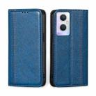 For OPPO A96 5G Grid Texture Magnetic Flip Leather Phone Case(Blue) - 1