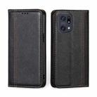 For OPPO Find X5 Pro Grid Texture Magnetic Flip Leather Phone Case(Black) - 1