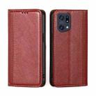 For OPPO Find X5 Pro Grid Texture Magnetic Flip Leather Phone Case(Red) - 1