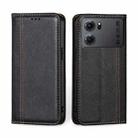 For OPPO K10 5G Grid Texture Magnetic Flip Leather Phone Case(Black) - 1