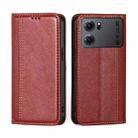For OPPO K10 5G Grid Texture Magnetic Flip Leather Phone Case(Red) - 1