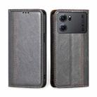 For OPPO K10 5G Grid Texture Magnetic Flip Leather Phone Case(Grey) - 1