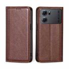 For OPPO K10 5G Grid Texture Magnetic Flip Leather Phone Case(Brown) - 1