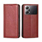 For OPPO K10 Pro 5G Grid Texture Magnetic Flip Leather Phone Case(Red) - 1