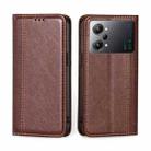 For OPPO K10 Pro 5G Grid Texture Magnetic Flip Leather Phone Case(Brown) - 1