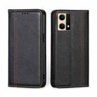 For OPPO Reno7 4G / F21 Pro 4G Grid Texture Magnetic Flip Leather Phone Case(Black) - 1