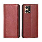 For OPPO Reno7 4G / F21 Pro 4G Grid Texture Magnetic Flip Leather Phone Case(Red) - 1