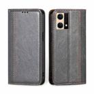 For OPPO Reno7 4G / F21 Pro 4G Grid Texture Magnetic Flip Leather Phone Case(Grey) - 1