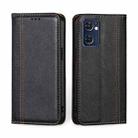 For OPPO Reno7 5G Global / Find X5 Lite Grid Texture Magnetic Flip Leather Phone Case(Black) - 1