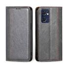 For OPPO Reno7 5G Global / Find X5 Lite Grid Texture Magnetic Flip Leather Phone Case(Grey) - 1