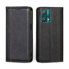 For OPPO Realme 9 Pro Grid Texture Magnetic Flip Leather Phone Case(Black) - 1