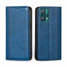 For OPPO Realme 9 Pro Grid Texture Magnetic Flip Leather Phone Case(Blue) - 1