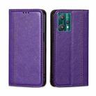 For OPPO Realme 9 Pro Grid Texture Magnetic Flip Leather Phone Case(Purple) - 1