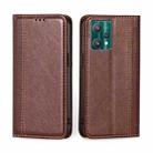 For OPPO Realme 9 Pro Grid Texture Magnetic Flip Leather Phone Case(Brown) - 1