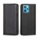 For OPPO Realme 9 Pro+ Grid Texture Magnetic Flip Leather Phone Case(Black) - 1