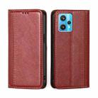 For OPPO Realme 9 Pro+ Grid Texture Magnetic Flip Leather Phone Case(Red) - 1