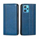 For OPPO Realme 9 Pro+ Grid Texture Magnetic Flip Leather Phone Case(Blue) - 1