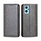 For OPPO Realme 9i Grid Texture Magnetic Flip Leather Phone Case(Grey) - 1