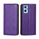 For OPPO Realme 9i Grid Texture Magnetic Flip Leather Phone Case(Purple) - 1