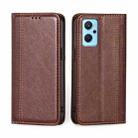 For OPPO Realme 9i Grid Texture Magnetic Flip Leather Phone Case(Brown) - 1