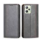 For OPPO Realme C35 Grid Texture Magnetic Flip Leather Phone Case(Grey) - 1