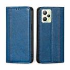 For OPPO Realme C35 Grid Texture Magnetic Flip Leather Phone Case(Blue) - 1