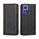 For OPPO Realme GT Neo3 Grid Texture Magnetic Flip Leather Phone Case(Black) - 1