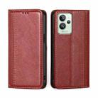 For OPPO Realme GT2 Pro Grid Texture Magnetic Flip Leather Phone Case(Red) - 1