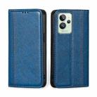 For OPPO Realme GT2 Pro Grid Texture Magnetic Flip Leather Phone Case(Blue) - 1