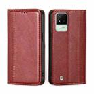 For OPPO Realme Narzo 50i Grid Texture Magnetic Flip Leather Phone Case(Red) - 1