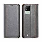 For OPPO Realme Narzo 50i Grid Texture Magnetic Flip Leather Phone Case(Grey) - 1