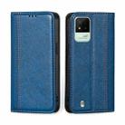 For OPPO Realme Narzo 50i Grid Texture Magnetic Flip Leather Phone Case(Blue) - 1