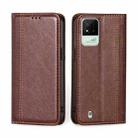 For OPPO Realme Narzo 50i Grid Texture Magnetic Flip Leather Phone Case(Brown) - 1