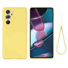 For Motorola Edge 30 Pro / Edge+ 2022 Pure Color Liquid Silicone Shockproof Phone Case(Yellow) - 1