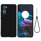 For Motorola Edge 30 Pure Color Liquid Silicone Shockproof Phone Case(Black) - 1