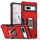 For Google Pixel 7 5G Ring Holder Non-slip Armor Phone Case(Red) - 1