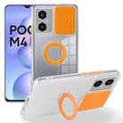 For Xiaomi Poco M4 5G Sliding Camera Cover Design TPU Protective Phone Case with Ring Holder(Orange) - 1