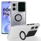 For Xiaomi Poco M4 5G Sliding Camera Cover Design TPU Protective Phone Case with Ring Holder(Black) - 1