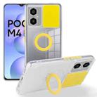 For Xiaomi Poco M4 5G Sliding Camera Cover Design TPU Protective Phone Case with Ring Holder(Yellow) - 1