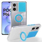 For Xiaomi Poco M4 5G Sliding Camera Cover Design TPU Protective Phone Case with Ring Holder(Blue) - 1