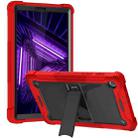 For Lenovo Tab M10 Plus X606 10.3 inch Silicone + PC Holder Shockproof Tablet Case(Red+Black) - 1