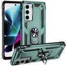 For Motorola Moto G200 5G Shockproof TPU + PC Holder Phone Case(Dark Green) - 1