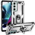 For Motorola Moto G200 5G Shockproof TPU + PC Holder Phone Case(Silver) - 1