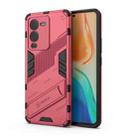 For vivo S15 Punk Armor PC + TPU Phone Case with Holder(Light Red) - 1