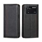 For Xiaomi Poco M4 Pro Grid Texture Magnetic Flip Leather Phone Case(Black) - 1