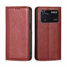 For Xiaomi Poco M4 Pro Grid Texture Magnetic Flip Leather Phone Case(Red) - 1