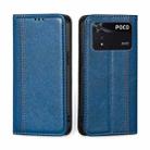 For Xiaomi Poco M4 Pro Grid Texture Magnetic Flip Leather Phone Case(Blue) - 1