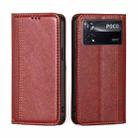 For Xiaomi Poco X4 Pro 5G Grid Texture Magnetic Flip Leather Phone Case(Red) - 1