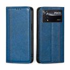 For Xiaomi Poco X4 Pro 5G Grid Texture Magnetic Flip Leather Phone Case(Blue) - 1